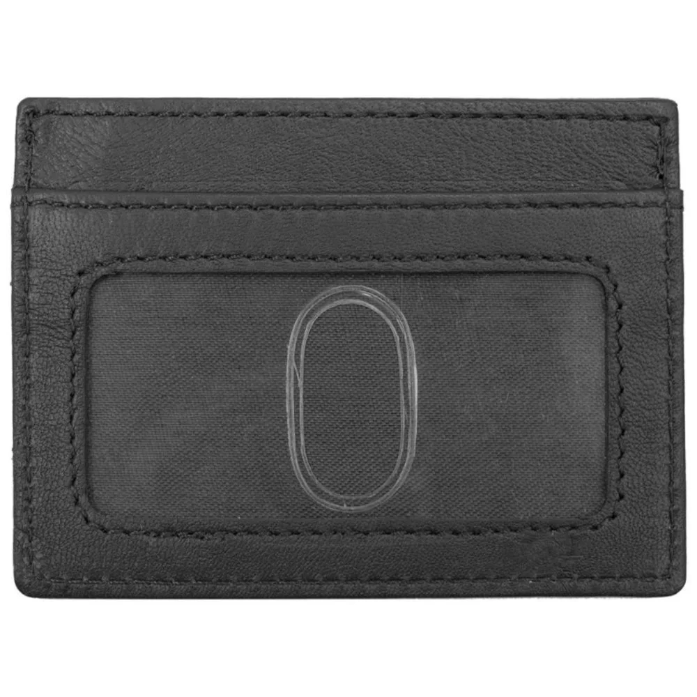 Genuine Leather Men Slim Credit Card Case ID Holder, Black